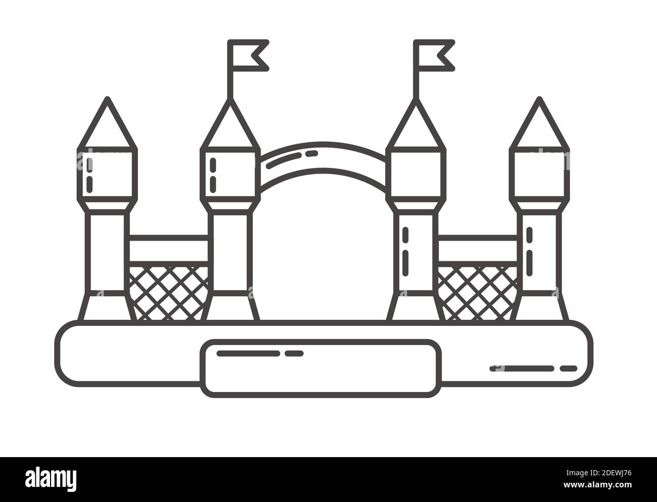 Icône de contour de château de Bouncy. Maison de saut sur l'aire de jeux pour enfants. Illustration de ligne vectorielle. Illustration de Vecteur