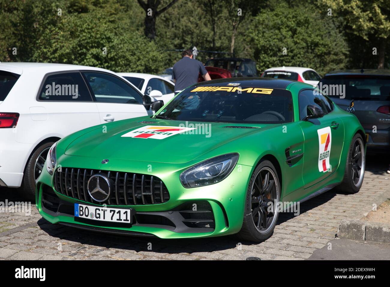Mercedes voiture de sport, piste de course de Nordschleife. Nurburgring, Allemagne. Banque D'Images