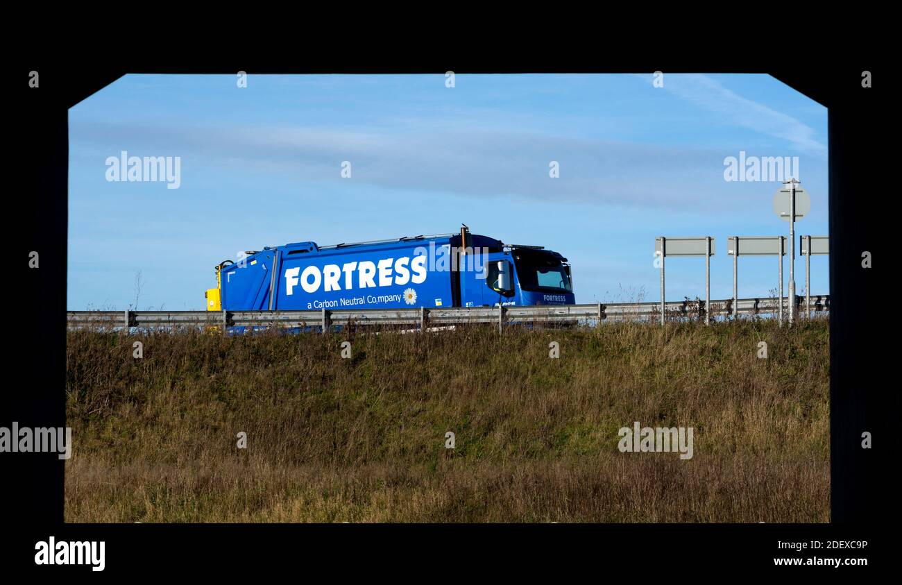 Forteresse de camion sur la route A46 à l'île de Longbridge, Warwick, Royaume-Uni Banque D'Images