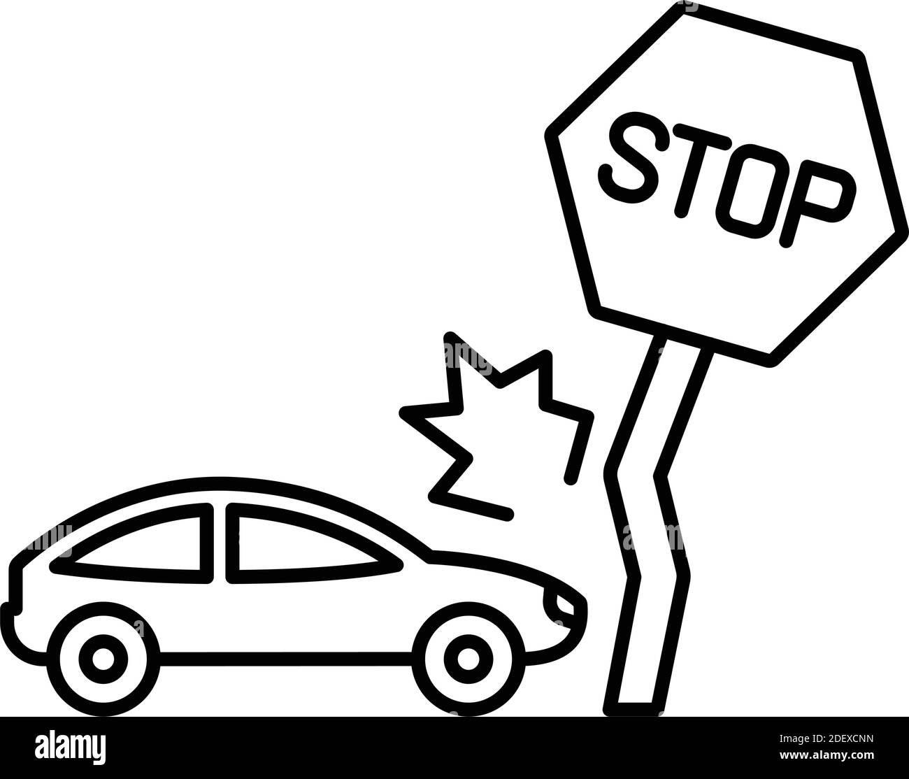 Panneau stop avec l'icône vecteur isolé d'accident de voiture qui peut être facilement modifié ou édité Illustration de Vecteur