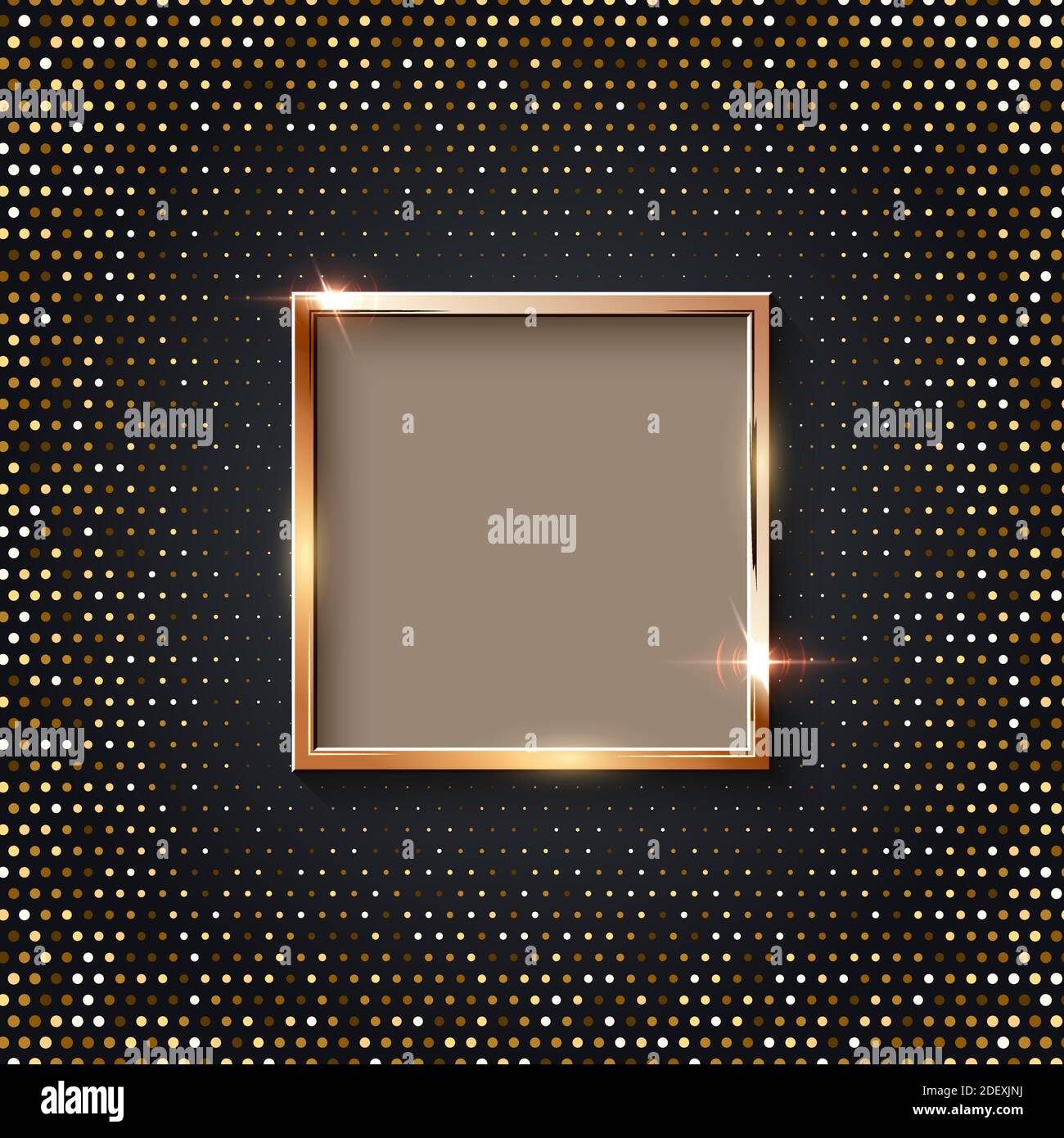 Cadre carré doré pour l'image sur fond demi-ton. Espace vide pour l'image, la peinture, la carte ou la photo. vecteur de modèle moderne 3d réaliste Illustration de Vecteur