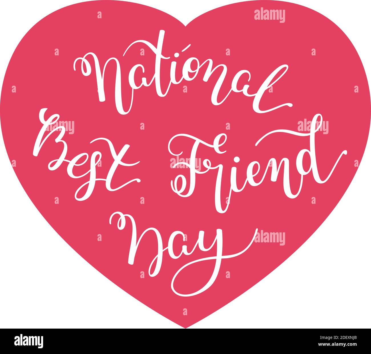 Lettre « National Best Friend Day » avec cœur. Modèle pour carte, affiche, impression. Illustration de Vecteur