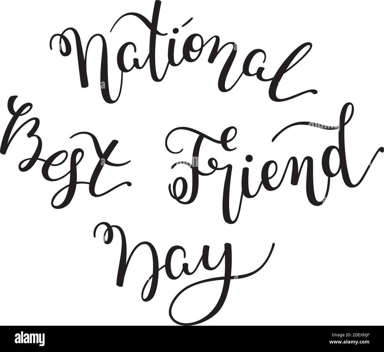 Lettrage à la main National Best Friend Day isolé sur fond blanc. Modèle pour carte, affiche, impression. Illustration de Vecteur