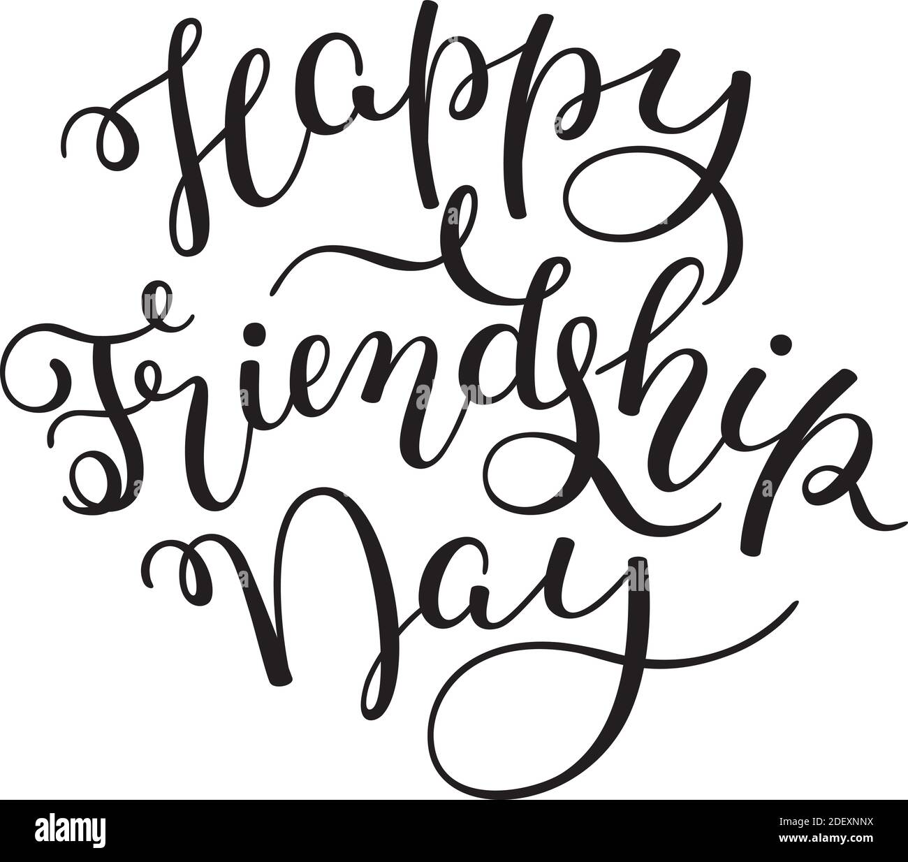 Lettrage à la main Happy Friendship Day isolé sur fond blanc. Modèle pour carte, affiche, impression. Illustration de Vecteur