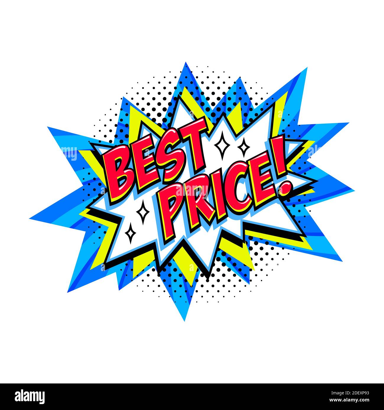 Meilleur prix Comic bleu solde ballon de coup - Pop art style promotion bannière. Illustration vectorielle. Illustration de Vecteur