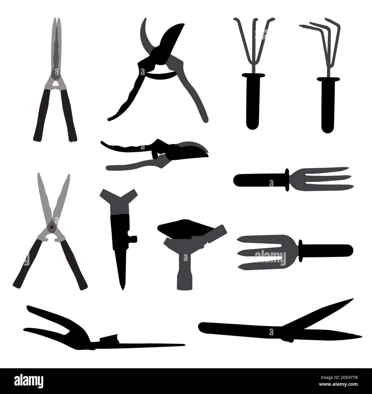 Ensemble d'outils de jardin. Illustration. Banque D'Images