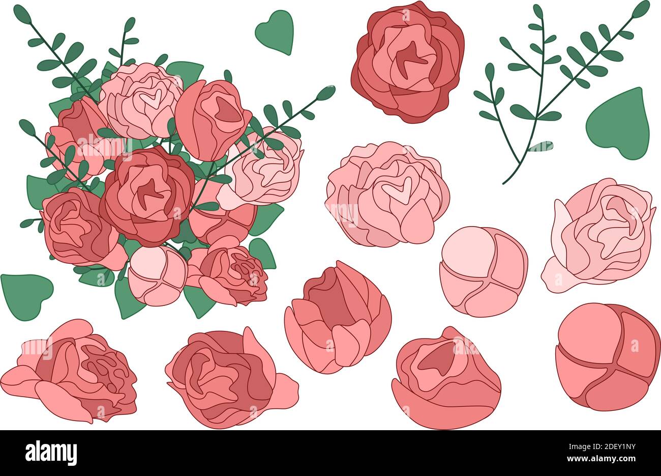 Il est ensemble de roses. Clip-art sans couture Illustration vectorielle Illustration de Vecteur