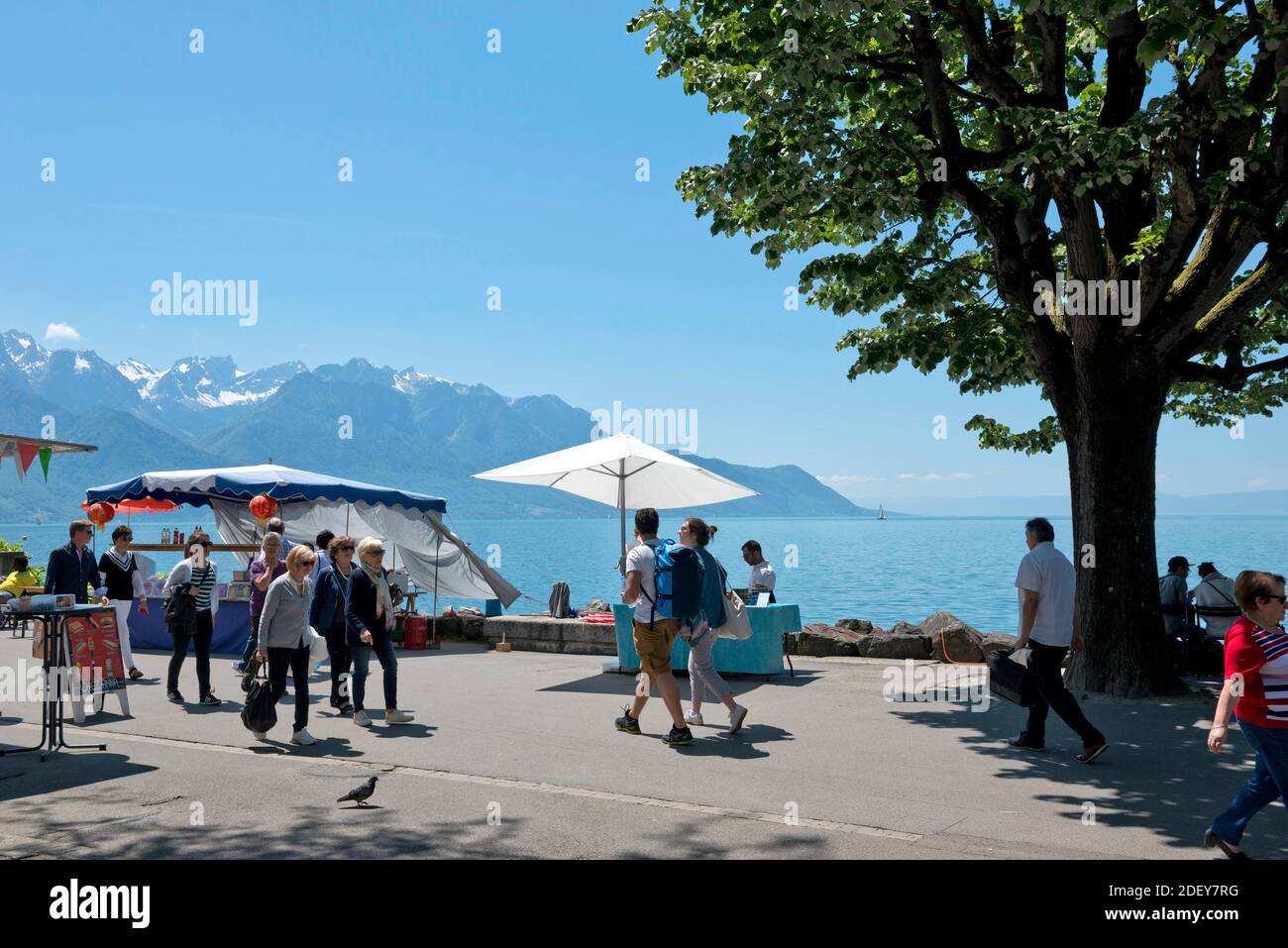 Suisse, Vaud, Waadt, Lac Léman, Genfer See, Lac Léman, Montreux, ville, Stadt, ville, les quais, les quais Banque D'Images