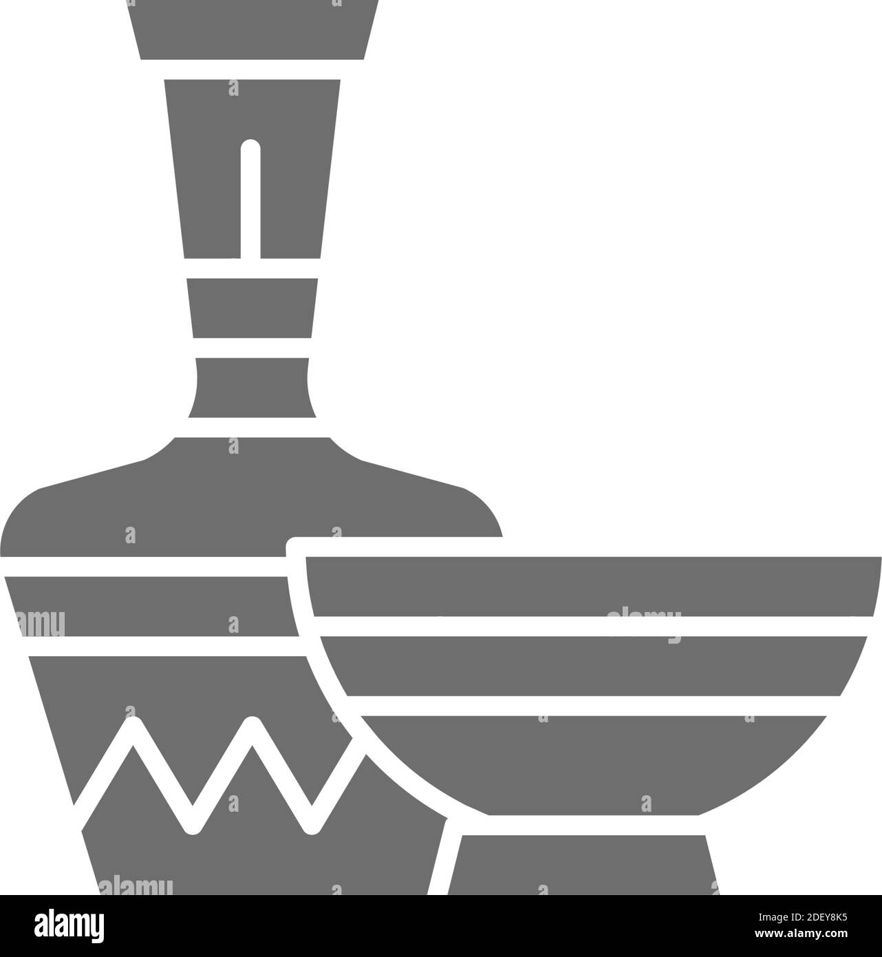 Poterie ethnique africaine, bol, carafe icône grise. Illustration de Vecteur