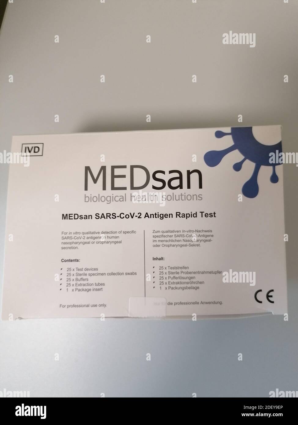 Im BILD: Medsan SARS-CoV-2 Antigen Rapid Test ist ein spezifischer COVID-19 Antigen Schnelltest, in Sachsen gibt es in den fünf Corona-Hotspots ab 3. Banque D'Images