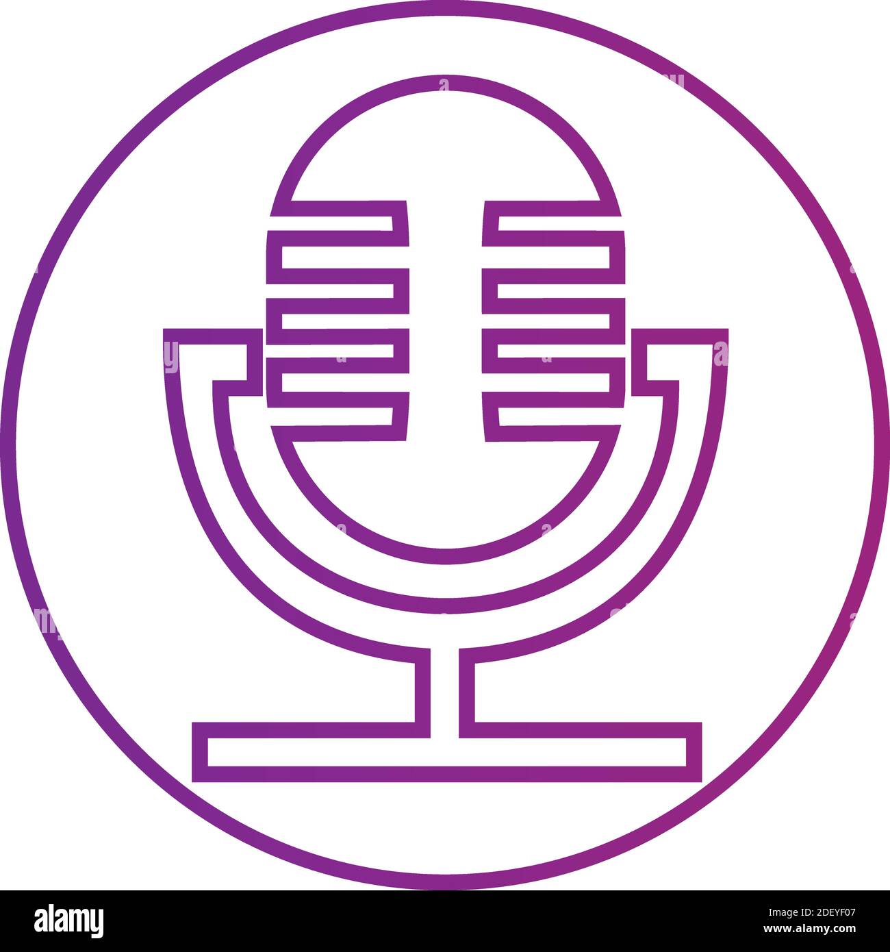 Icône de microphone vectoriel rétro-ligne en dégradé isolé sur fond blanc. Icône d'un ensemble. Illustration de Vecteur