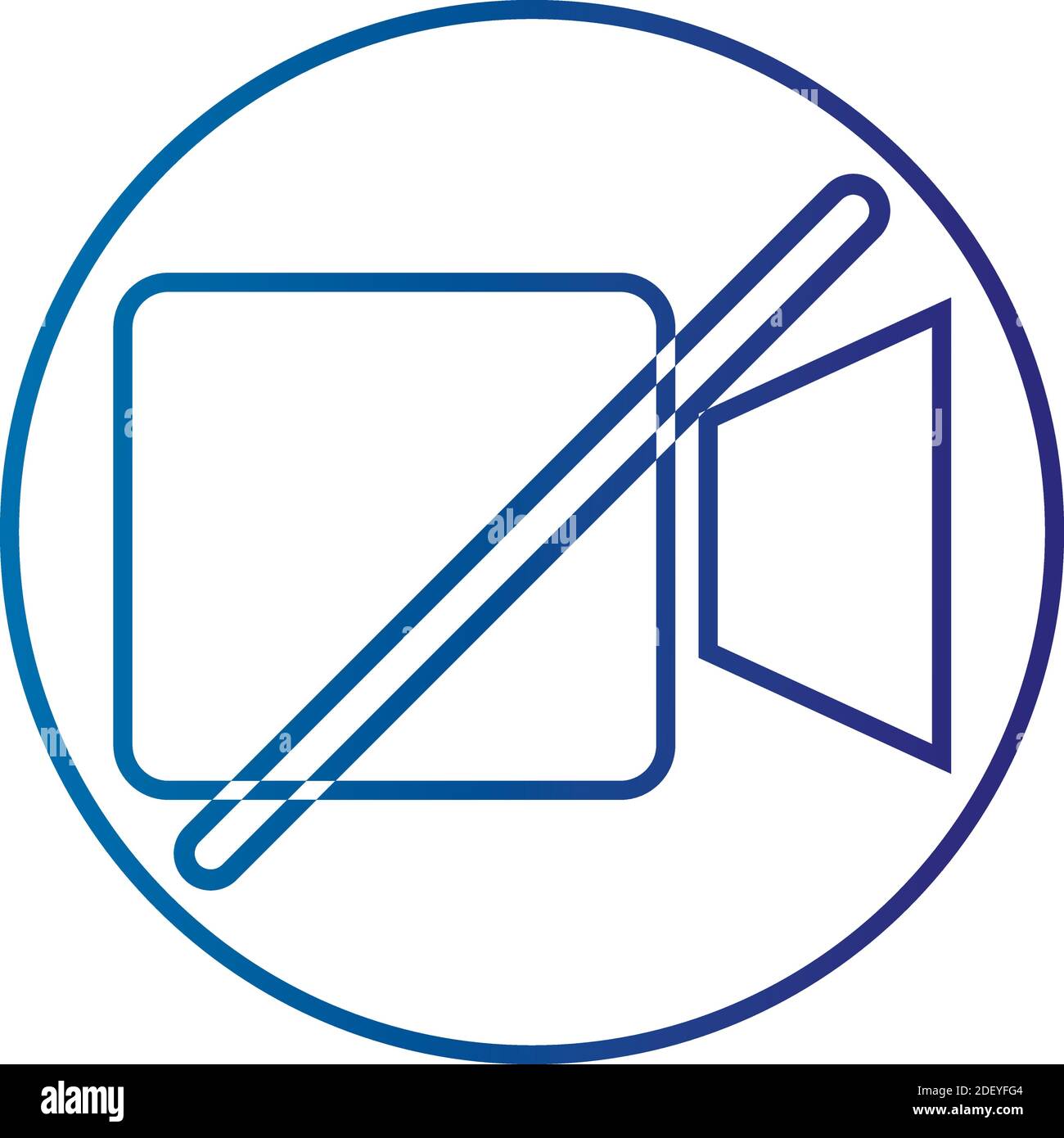 Vidéo désactivée icône de réseaux sociaux de style ligne isolée sur fond blanc. Symbole de notification icône de vecteur simple moderne pour la conception de sites Web, application mobile, Illustration de Vecteur