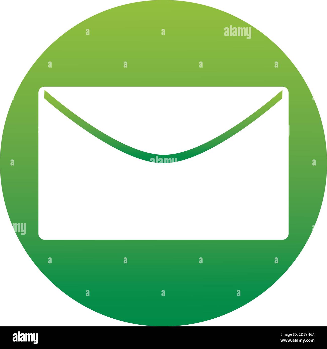 Icône enveloppe Mail, illustration vectorielle. Icône de style de conception plate d'un ensemble. Isolé sur fond blanc. Enveloppe dans un cercle dégradé vert. Illustration de Vecteur