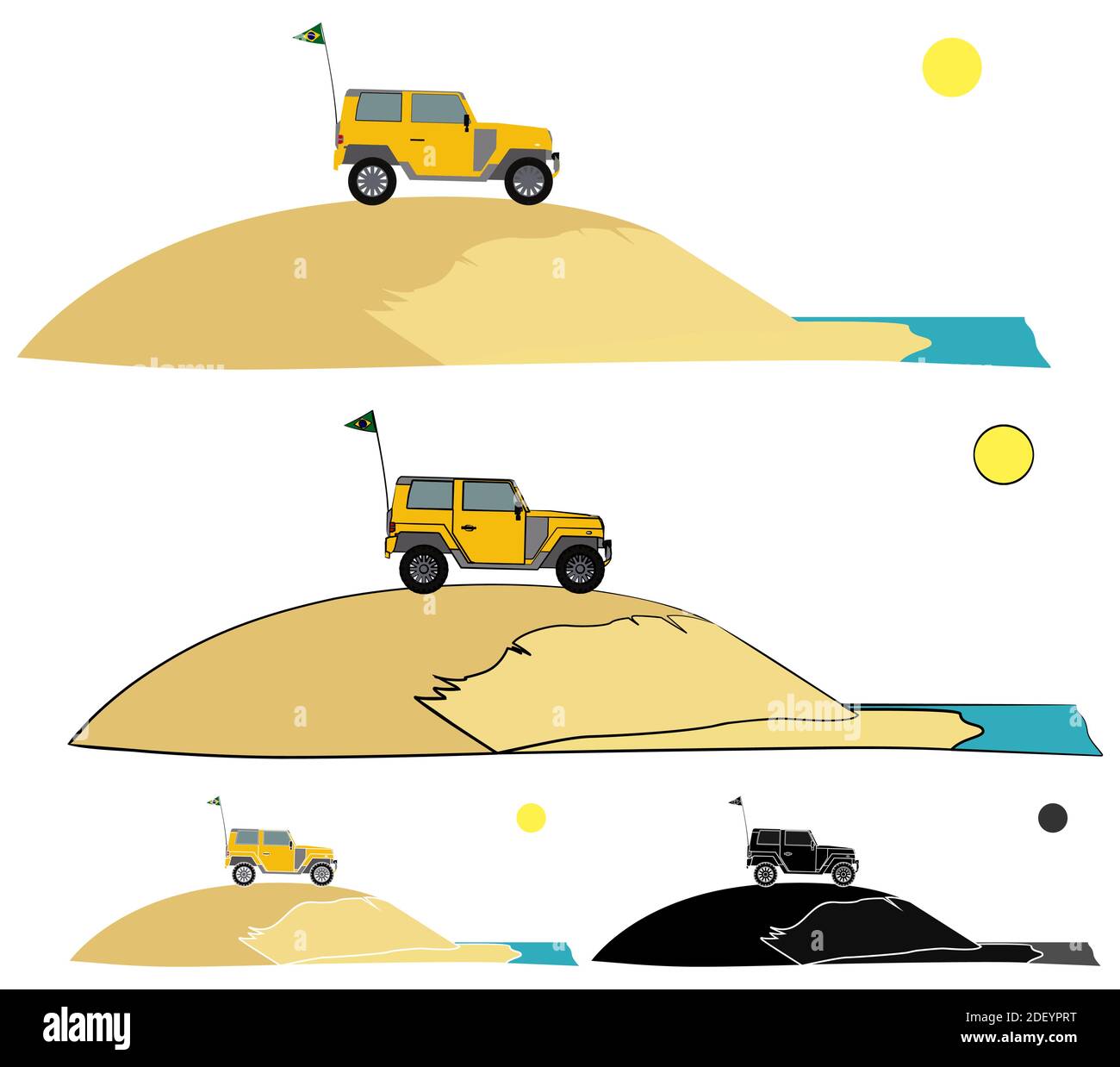 Voiture tout-terrain 4x4, Rio Grande do Norte, Brésil Illustration de Vecteur