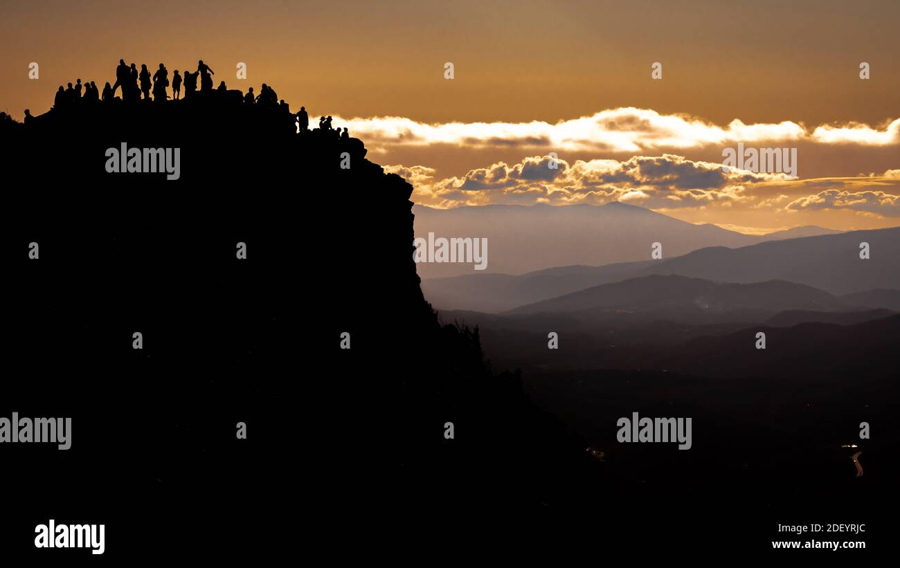 Vue imprenable sur le coucher du soleil paysage en automne de Grandfather Mountain voyage À la Caroline du Nord de recueillir différentes vues et emplacement de la zone Banque D'Images