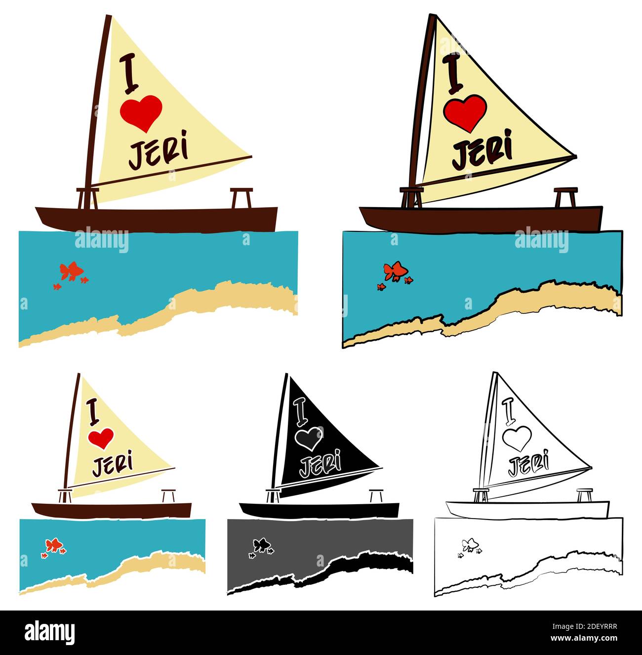 J'aime Jeri. Symbole bateau Illustration de Vecteur