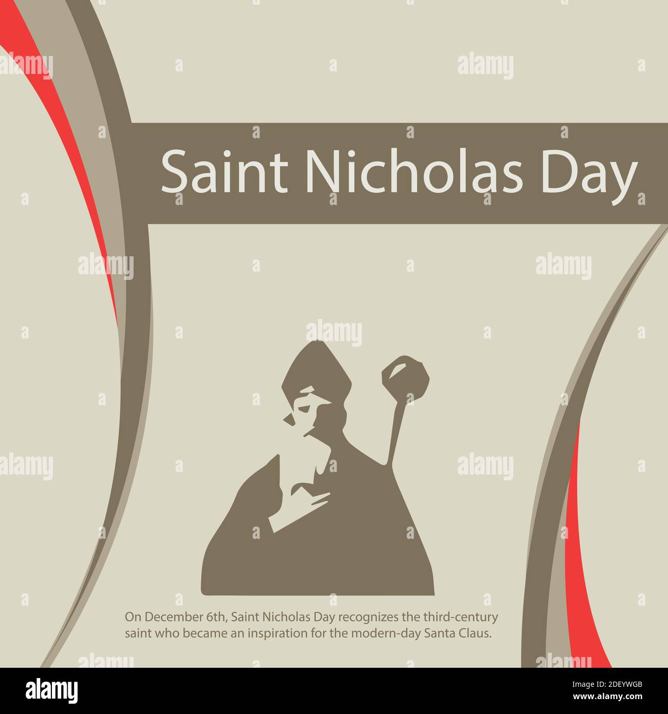 Le 6 décembre, Saint Nicolas Day reconnaît le saint du troisième siècle qui est devenu une inspiration pour le Père Noël moderne. Illustration de Vecteur
