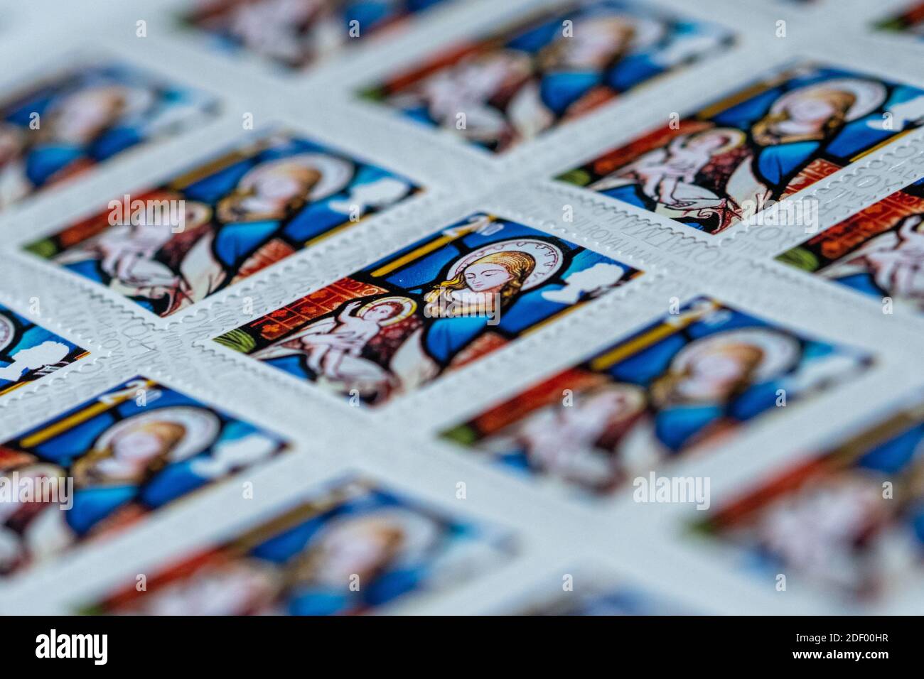 Timbres de Noël, timbres du Royaume-Uni de 2e classe 2020 Banque D'Images