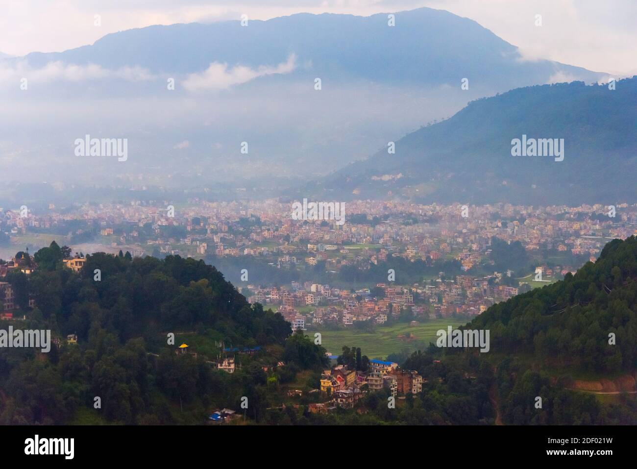 Vue aérienne de Katmandou dans le sud de l'Himalaya, Katmandou, Népal Banque D'Images