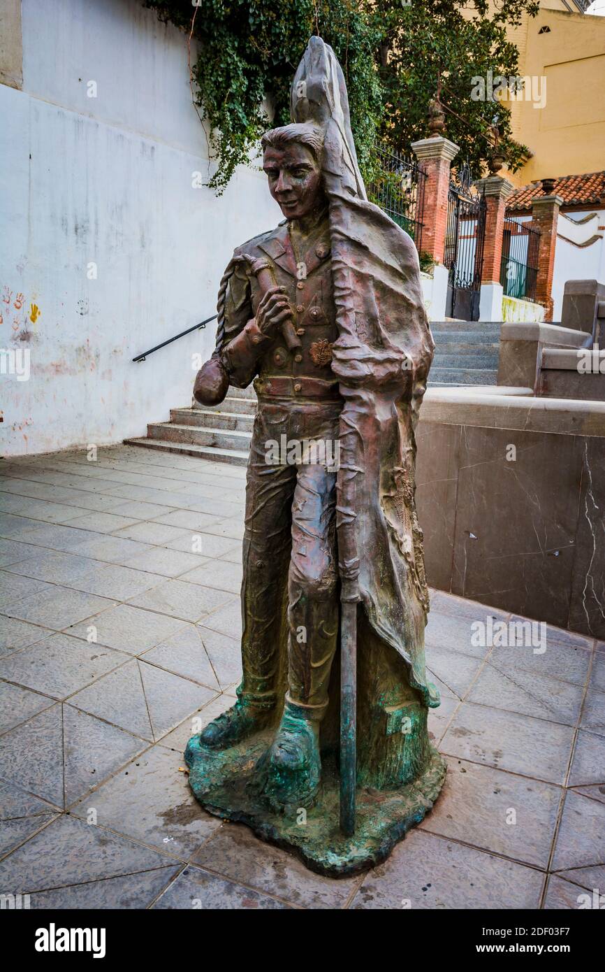 Statue de Cascamorras. Les Cascamorras, un personnage représenté par un voisin de la ville, est un festival espagnol d'intérêt touristique international qui Banque D'Images