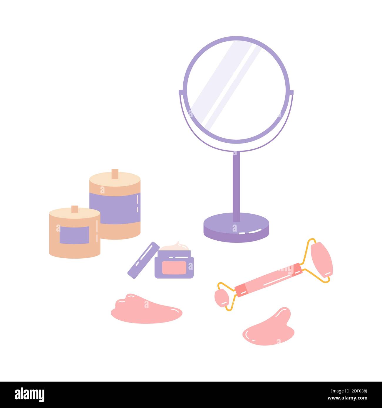 Produits de soin de la peau pour SPA.ensemble de massage gua sha Illustration de Vecteur