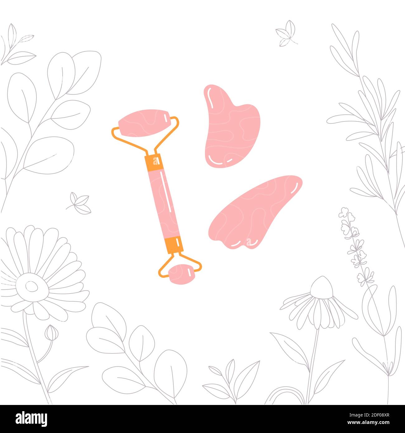 Produits de soins de la peau pour SPA.massage gua sha Illustration de Vecteur