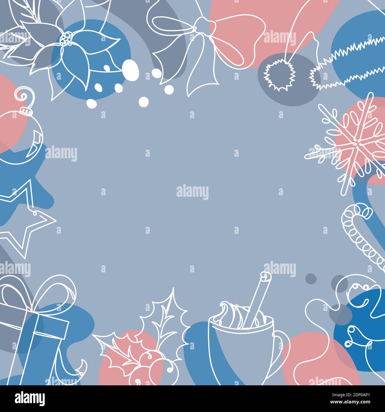 Détails de Noël dans un style linéaire dessiné à la main. Illustration de Vecteur