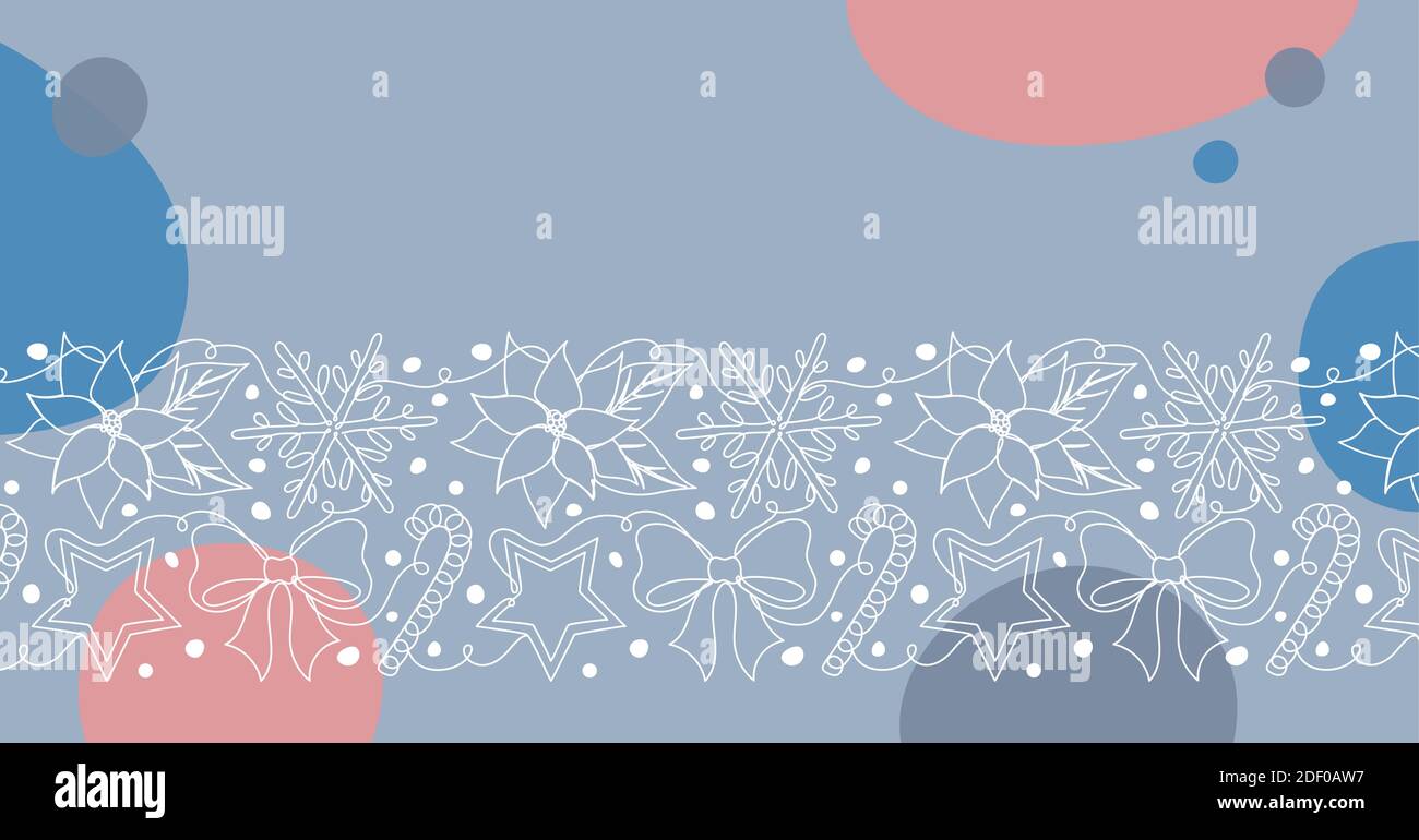 Détails de Noël dans un style linéaire dessiné à la main. Illustration de Vecteur