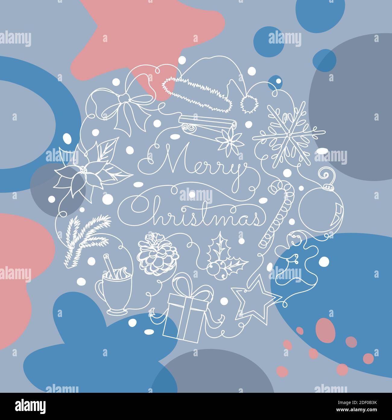 Arrière-plan avec détails de noël dans un style linéaire. Illustration de Vecteur