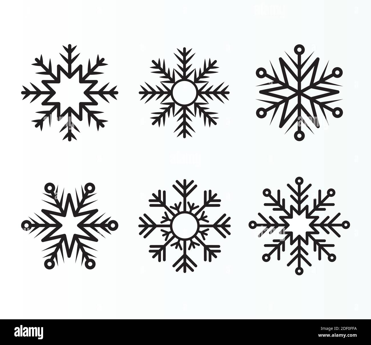 ensemble de flocons de neige de couleur noire Illustration de Vecteur