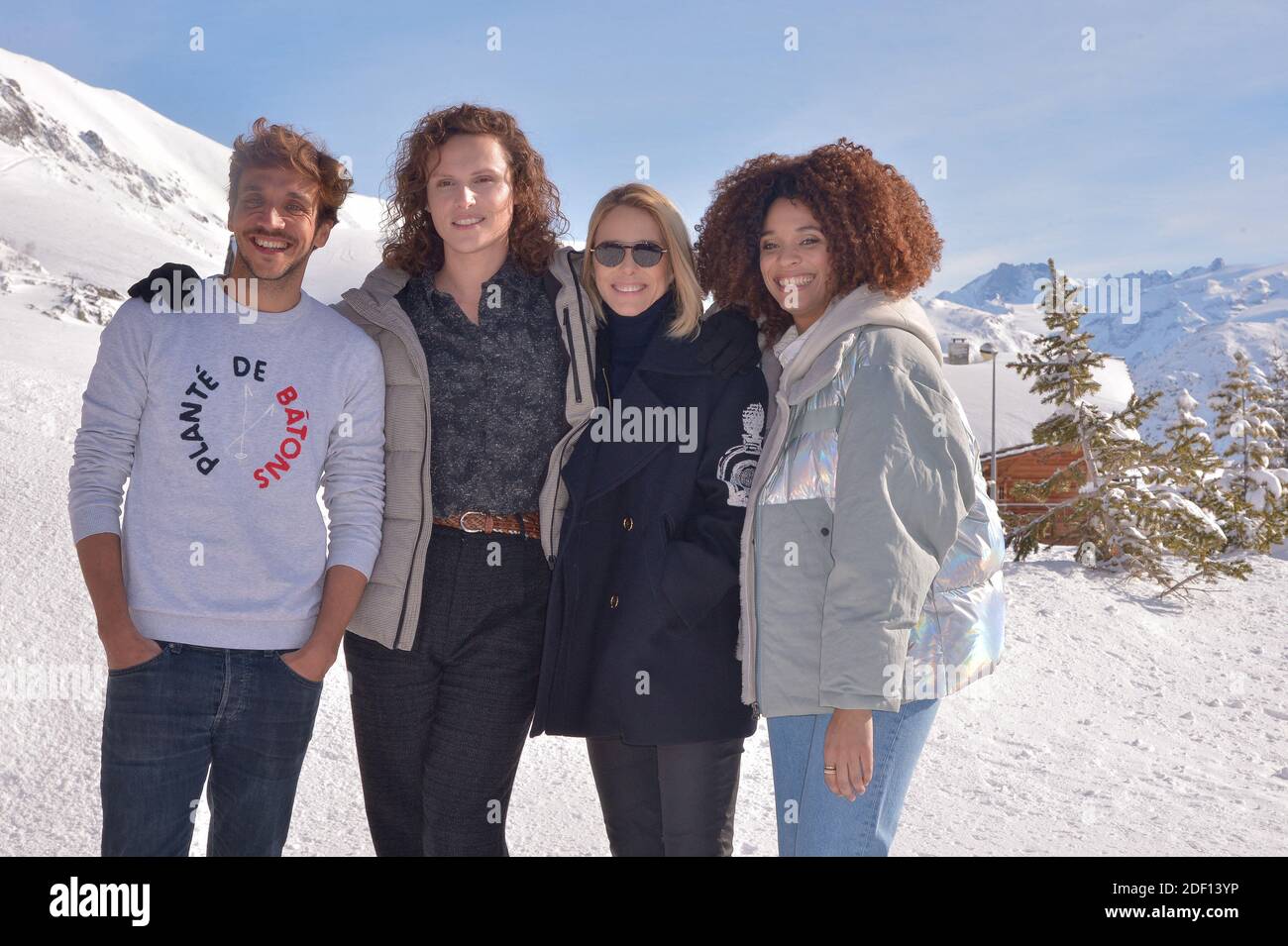 Ruben Alves, Stefi Celma, Pascale Arbillot, Alexandre Wetter assistant à une séance photo pour le film Miss lors du 23e Festival de comédie de l'Alpe d'Huez à Alpe d'Huez, France, le 18 janvier 2020. Photo de Julien Reynaud/APS-Medias/ABACAPRESS.COM Banque D'Images
