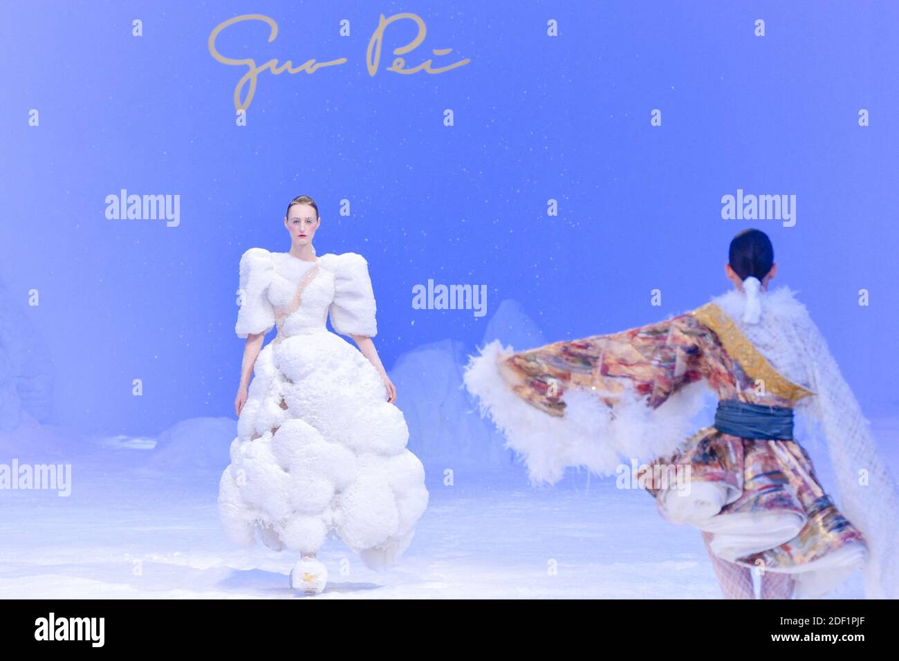 Un modèle marche sur la piste pendant le spectacle de Guo PEI haute Couture Printemps/été 2020 dans le cadre de la semaine de la mode de Paris le 22 janvier 2020 à Paris, France. Photo de Jana appelez-moi J/ABACAPRESS.COM Banque D'Images