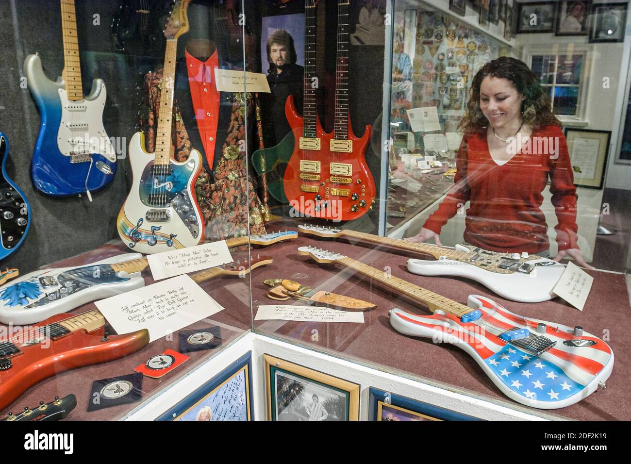 Alabama fort Payne Alabama Fan Club & Museum, Country Music band expose des guitares de collection, Banque D'Images