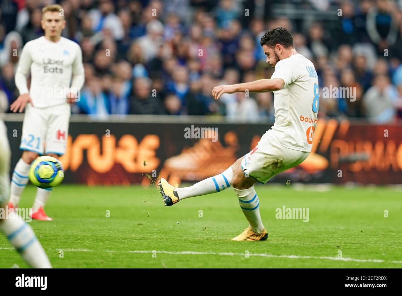 Flags illustration during the French Cup Final football match between Olympique de Marseille and Paris Saint