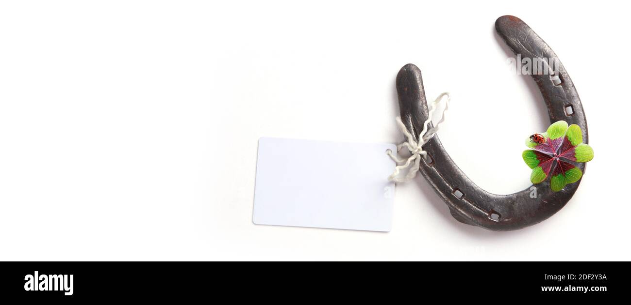 Horseshoe et concept de chance. Carte de Saint Patrick. Banque D'Images
