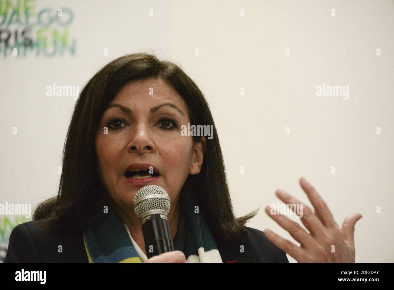 La mairesse de Paris, Anne Hidalgo, donne une conférence de presse sur la présentation de la trajectoire budgétaire de son prochain mandat, lors de sa campagne mayonnaise, à Paris, en France, le 02 mars 2020. Photo de Georges Darmon/avenir photos/ABACAPRESS.COM Banque D'Images