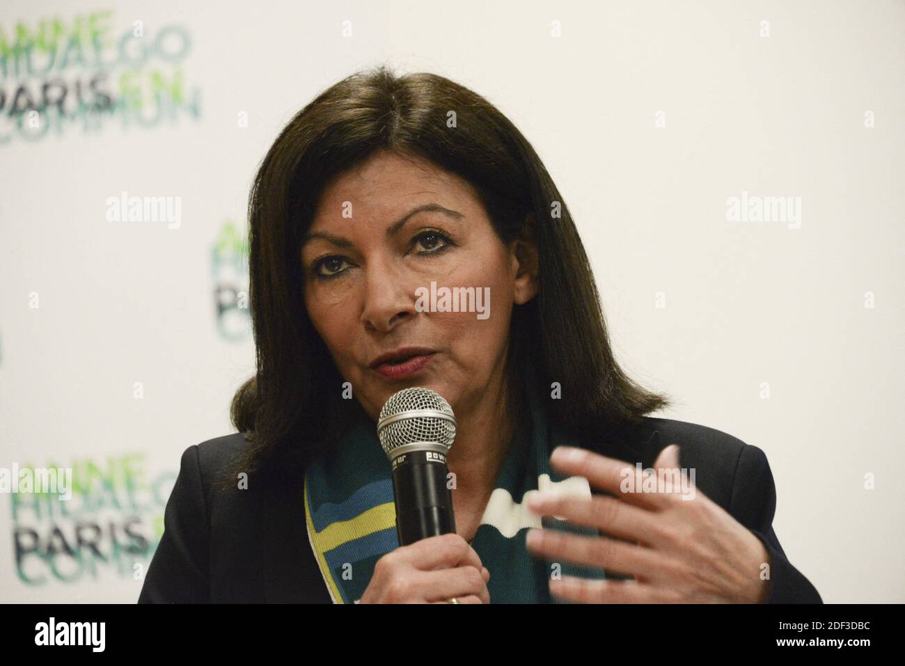 La mairesse de Paris, Anne Hidalgo, donne une conférence de presse sur la présentation de la trajectoire budgétaire de son prochain mandat, lors de sa campagne mayonnaise, à Paris, en France, le 02 mars 2020. Photo de Georges Darmon/avenir photos/ABACAPRESS.COM Banque D'Images