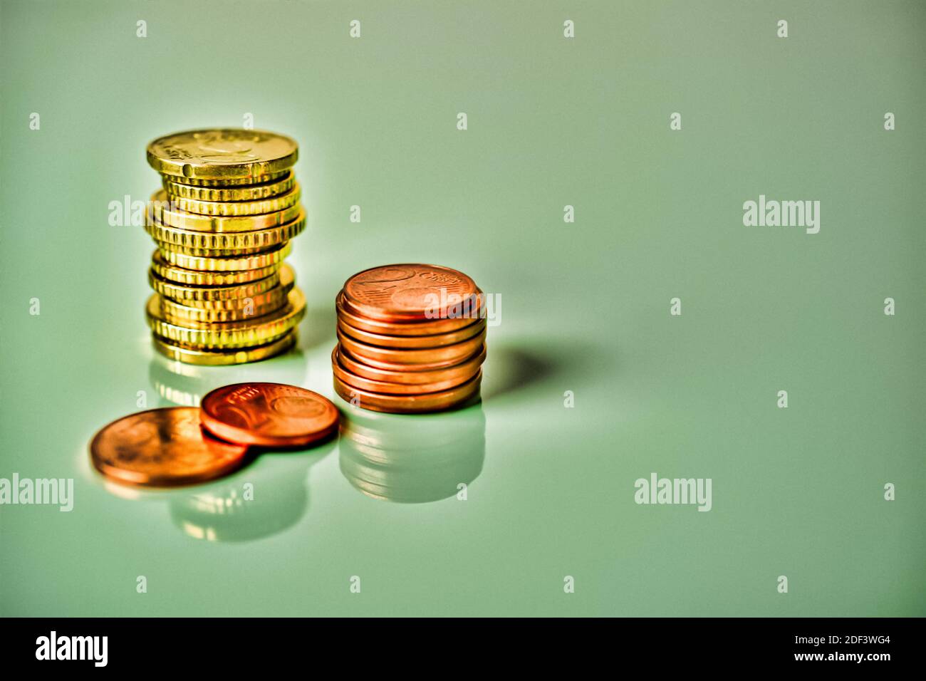 pile de pièces, pile de pièces en euros Banque D'Images