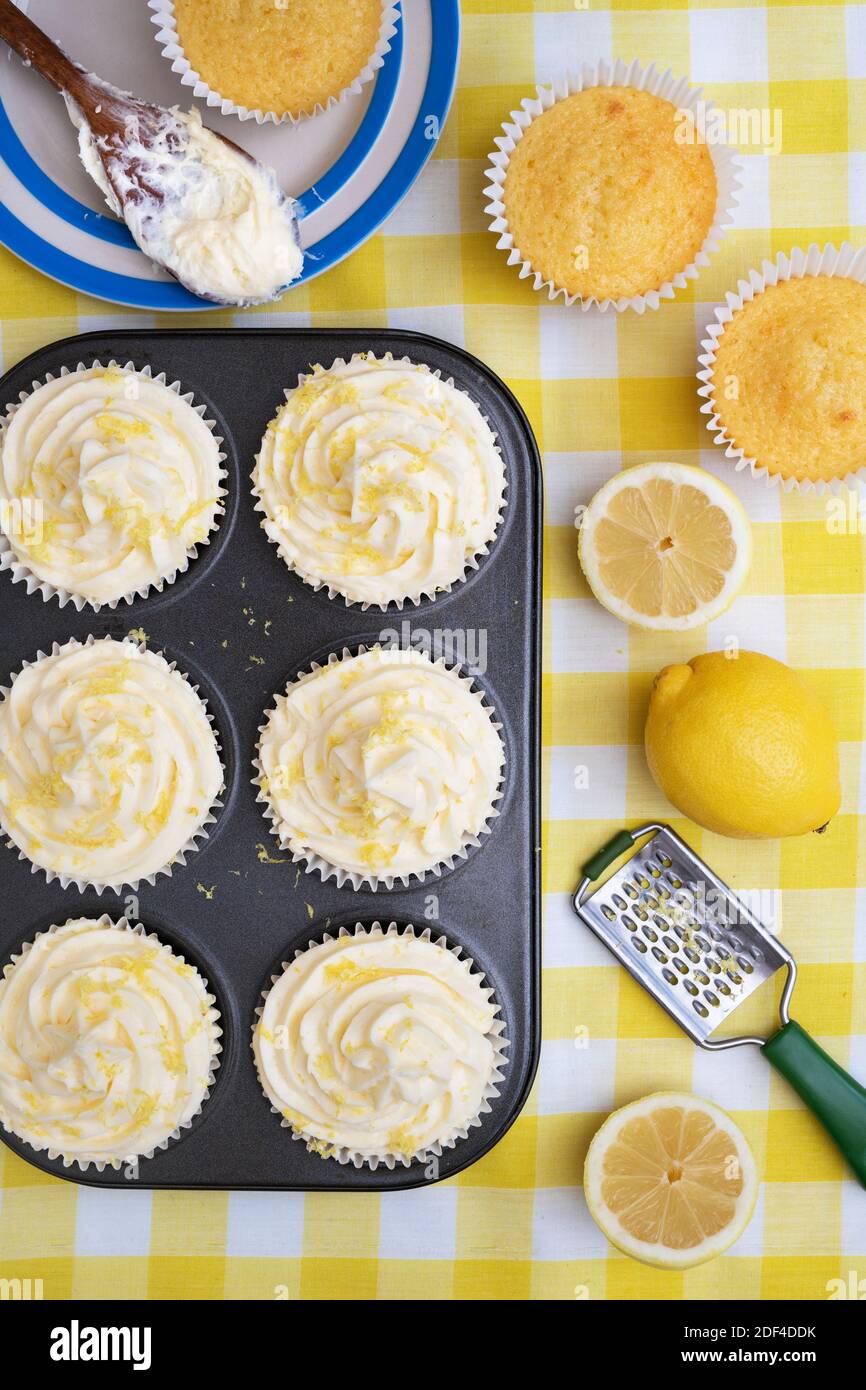 Petits gâteaux au citron faits maison avec ingrédients Banque D'Images
