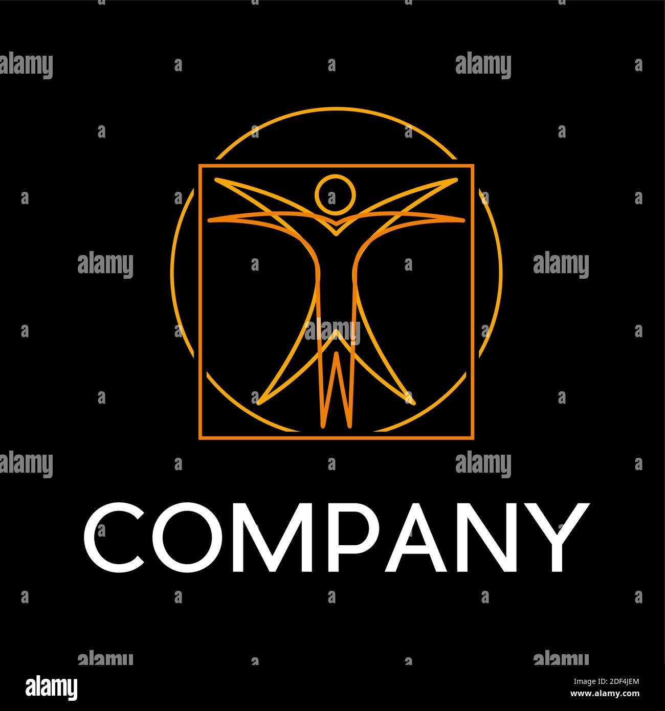 Vecteur signe abstrait vitruvian homme, de style linéaire sur fond noir Illustration de Vecteur