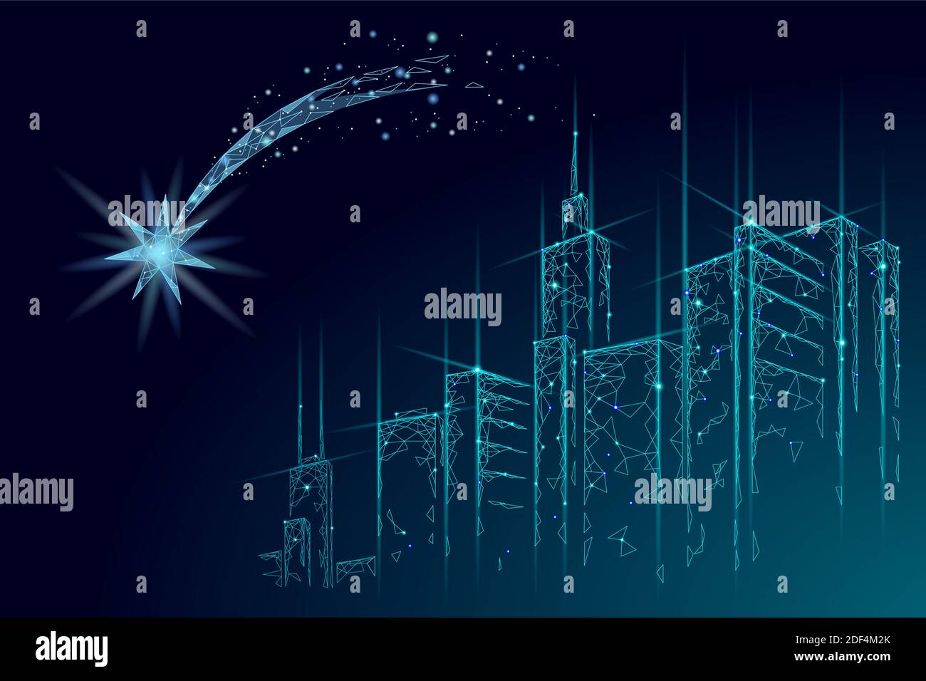 Tournage étoile faible espace poly. Le symbole nuit de Noël fait un vœu. Astronomie comète magique chute de l'illustration du vecteur de météorite Illustration de Vecteur