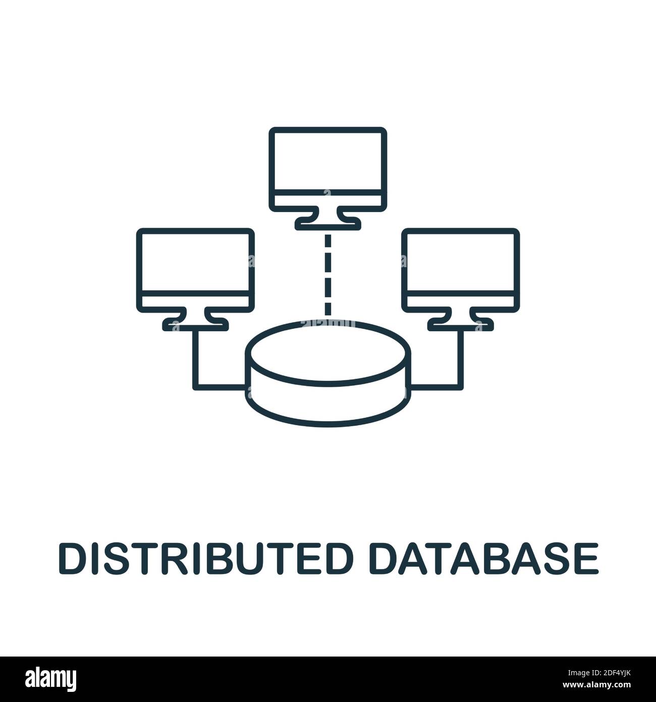 Icône base de données distribuée. Elément de style de ligne de la collecte  d'organisation de données. Icône de base de données distribuée fine pour  les modèles, les infographies et bien plus encore