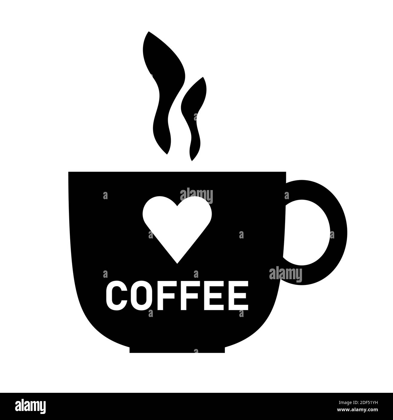 Icône en forme de silhouette de tasse à café Cappuccino simple avec symbole en forme de coeur. Image vectorielle. Illustration de Vecteur