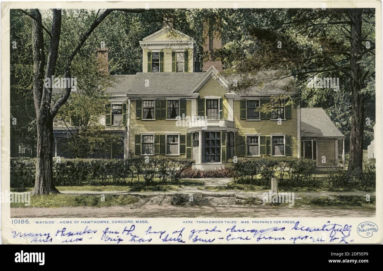 Wayside, Maison de Hawthorne, Concord, Massachusetts, photo, cartes postales, 1898 - 1931 Banque D'Images