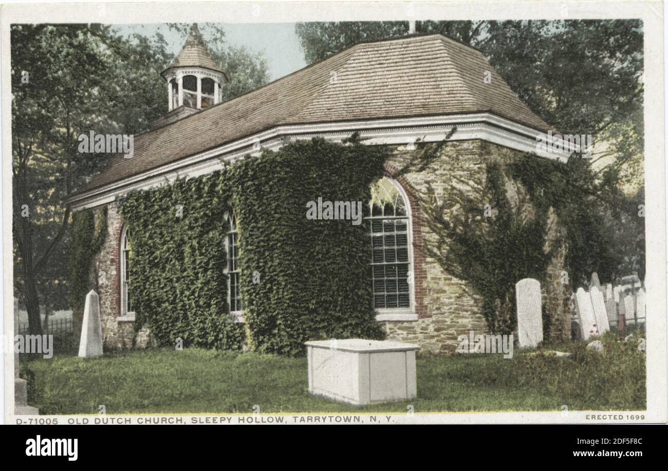 Vieille église hollandaise, Sleepy Hollow, Tarrytown, N. Y., image fixe, cartes postales, 1898 - 1931 Banque D'Images