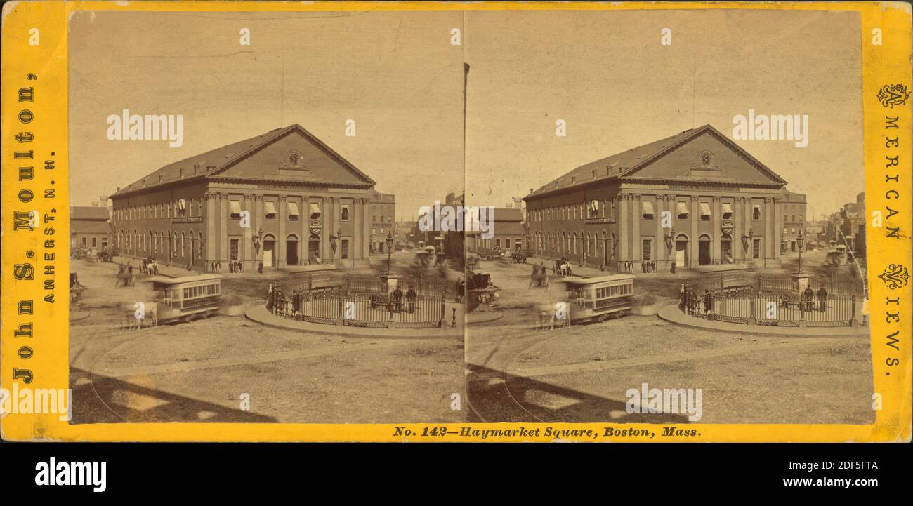 Haymarket Square, Boston, Mass., image fixe, stéréographes, 1850 - 1930, Molton, John S. (v. 1820 Banque D'Images