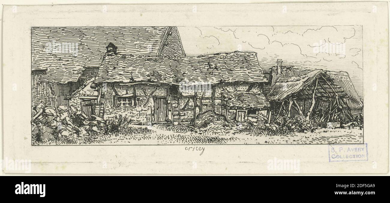 Masures., photo, tirages, 1843 Banque D'Images