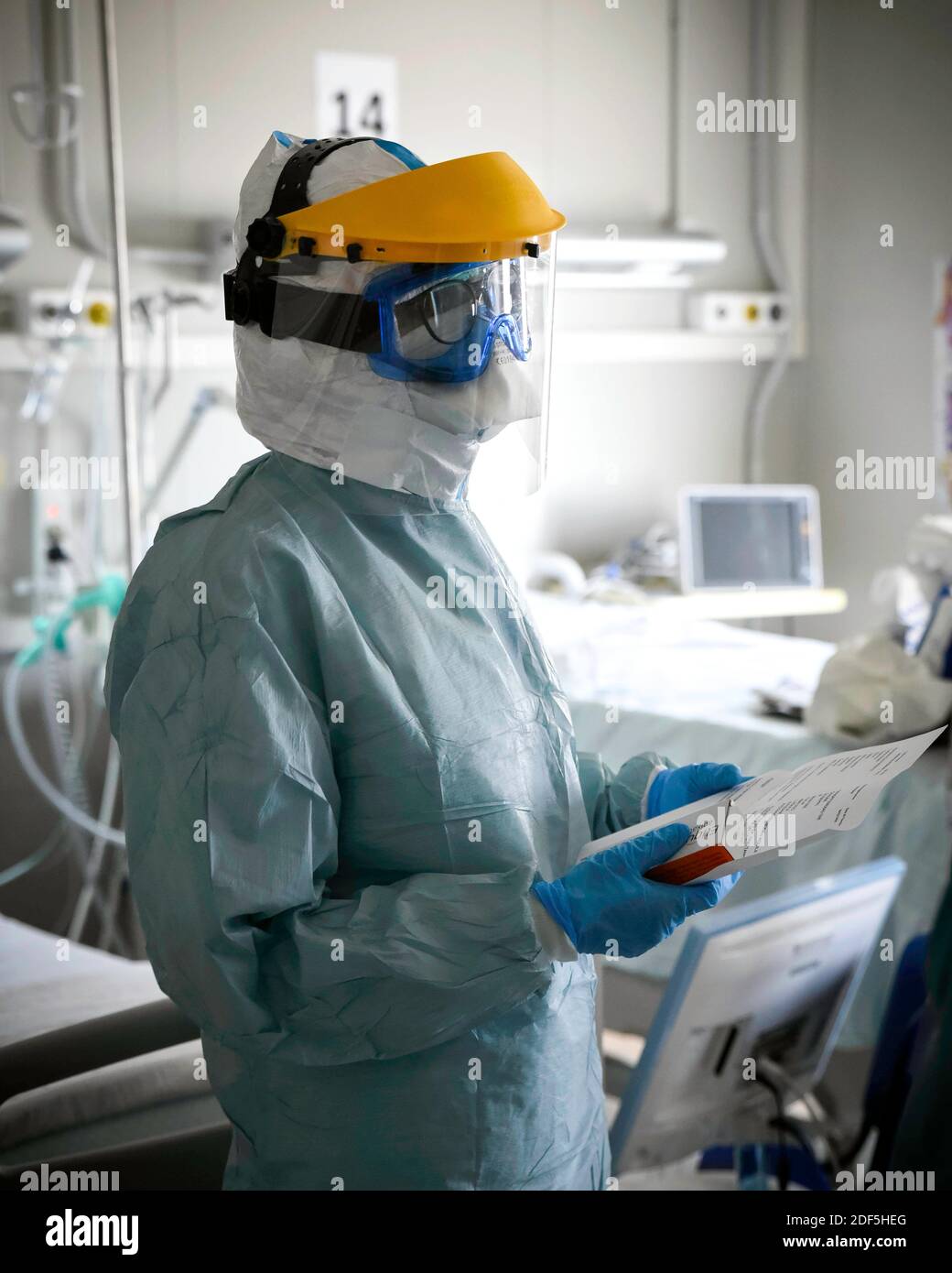 Europe, Italie, région des Abruzzes, l'Aquila, 25 avril 2020 : pandémie du virus Covid-19, urgence du coronavirus. Hôpital San Salvatore, dans le dotto photo Banque D'Images