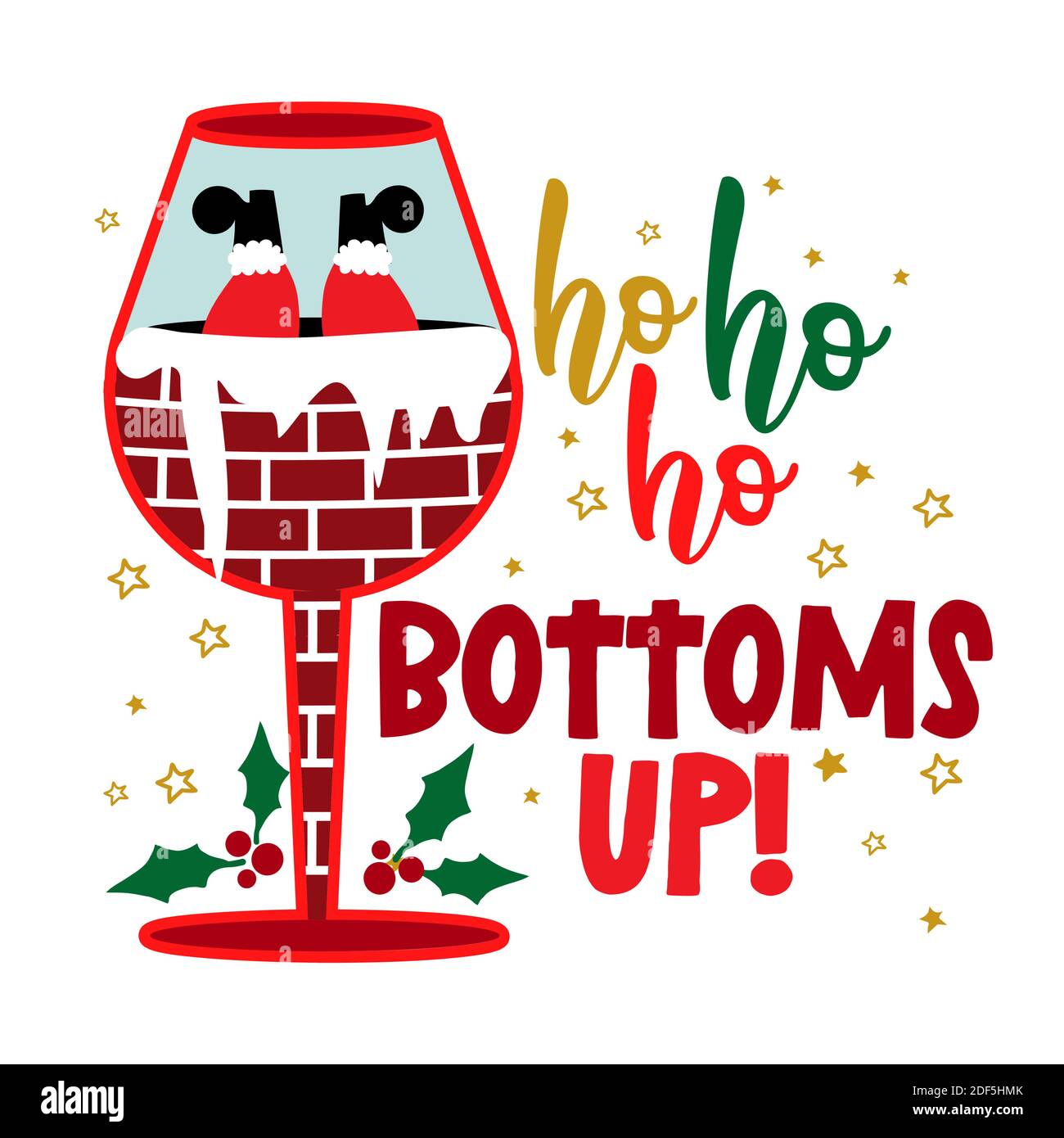 Ho Ho Ho fond vers le haut - expression de calligraphie pour Noël. Idéal pour les t-shirts, les tasses, les cartes de vœux, les invitations, les cadeaux, les impressions. Citations de vacances. JU jingle Illustration de Vecteur