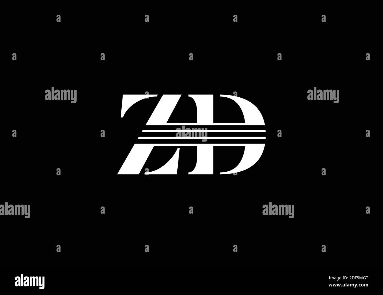 Modèle vectoriel de conception de logo de la lettre Z D initiale du monogramme. Illustration de Vecteur